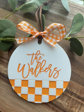 Load image into Gallery viewer, Checkerboard Orange &amp; White Ornament
