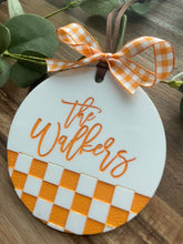 Load image into Gallery viewer, Checkerboard Orange &amp; White Ornament
